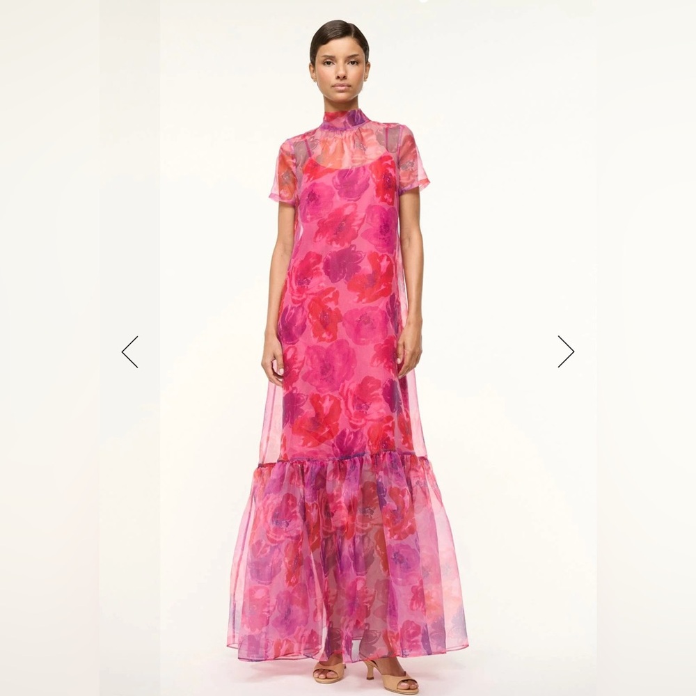 Staud Calluna Dress in Magenta Painted Floral